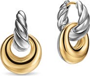 David Yurman Sculpted Cable 14k Gold & Sterling Silver Drop Earrings