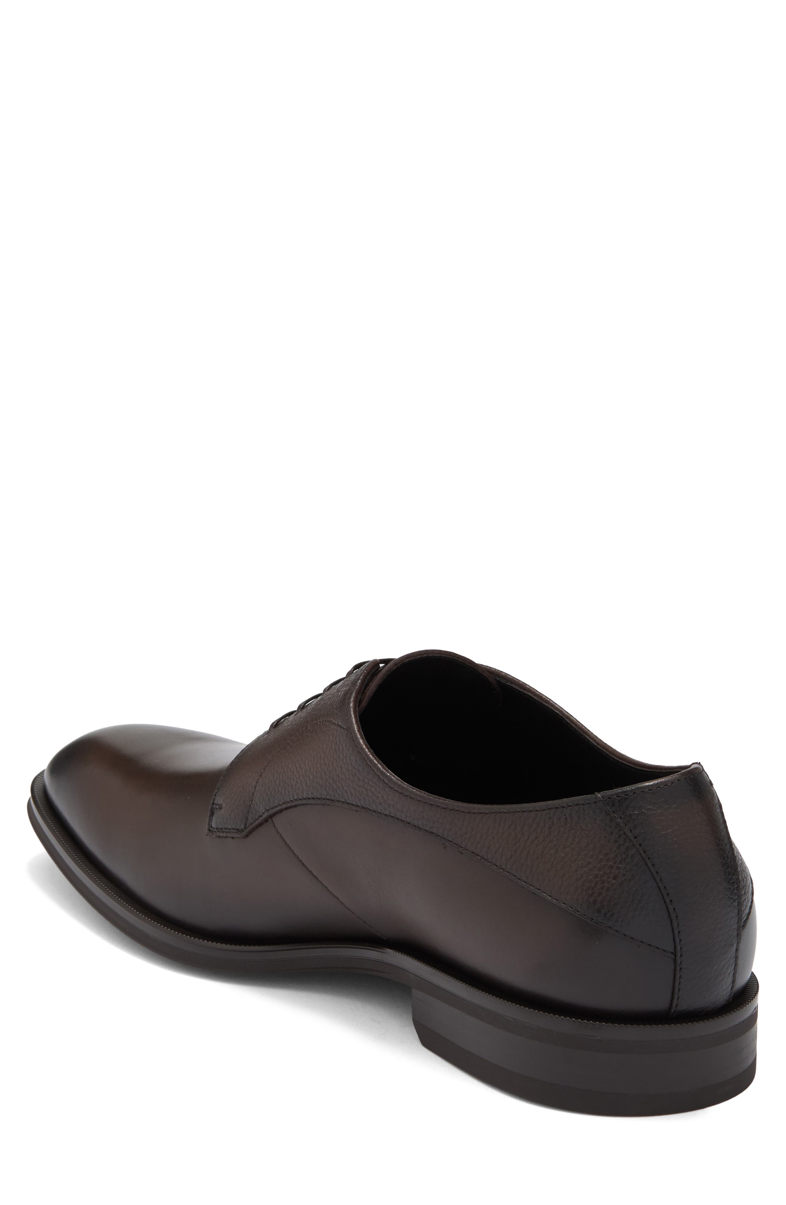 Derrek Mixed Finish Plain Toe Derby, Alternate, color, DARK BROWN