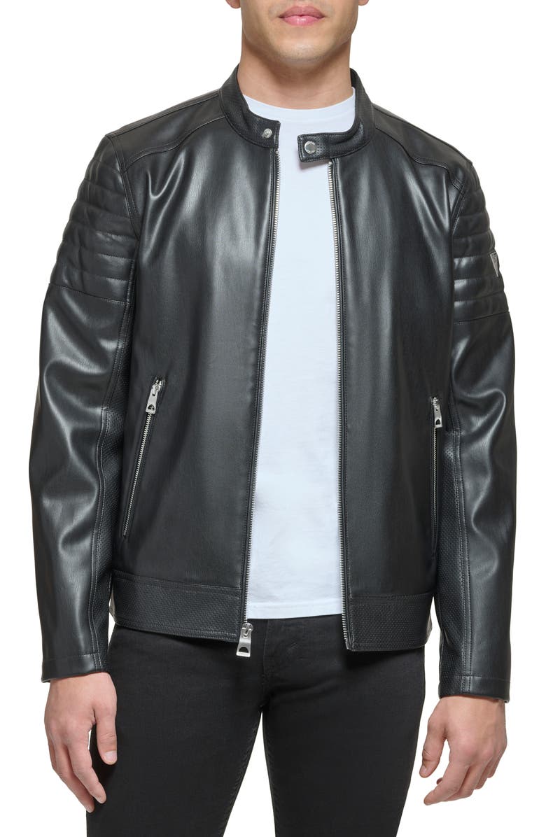 GUESS Faux Leather Jacket, Alternate, color, 