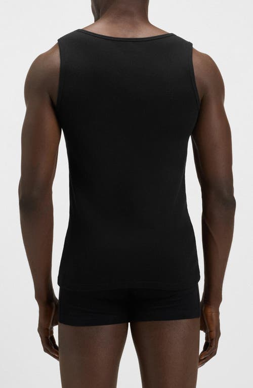 Hugo Boss Three-pack Of Cotton Tank Tops With Embroidered Logos In Black