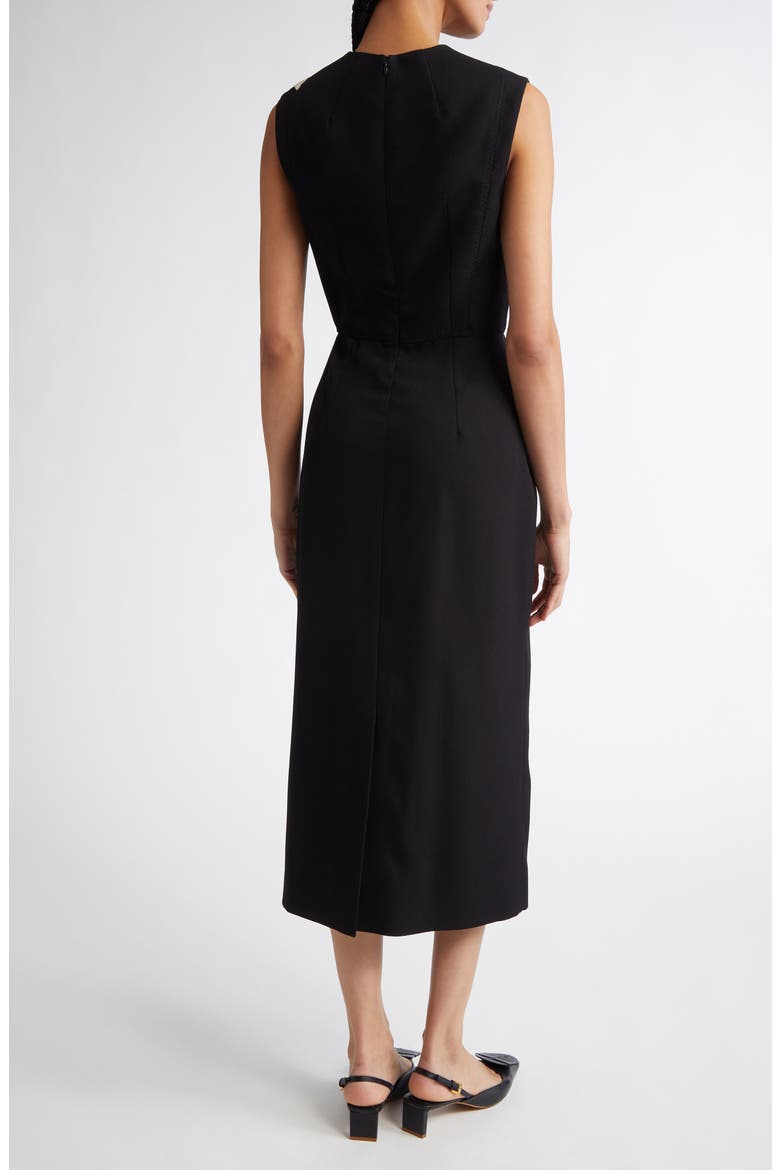 Embroidered Wool Pencil Cocktail Dress, Alternate, color, BLACK