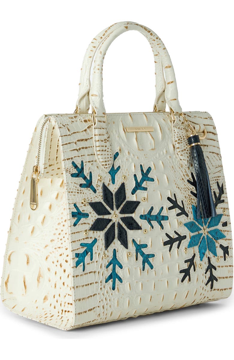 Brahmin Caroline Snowdrift Croc Embossed Leather Satchel, Alternate, color,