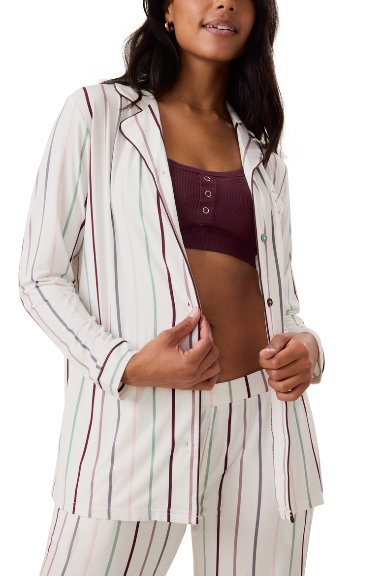 Clea Classic Long Sleeve Maternity & Nursing Pajama, Alternate, color, Classic Stripe