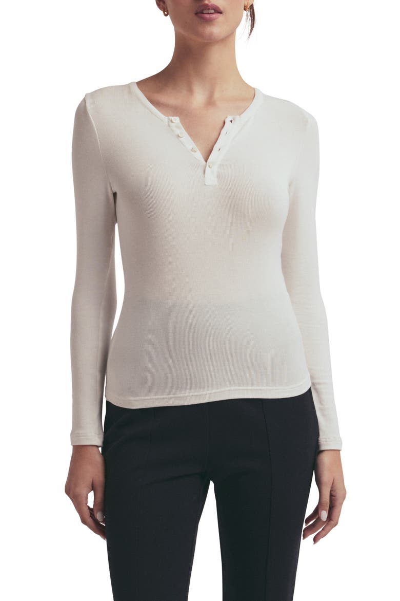 The Long Sleeve Rib Henley, Main, color, WHITE