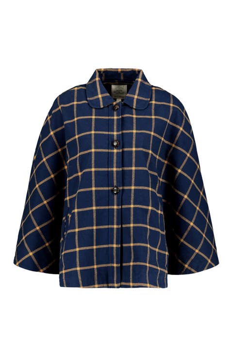 Women's Woven Cape with Button Front