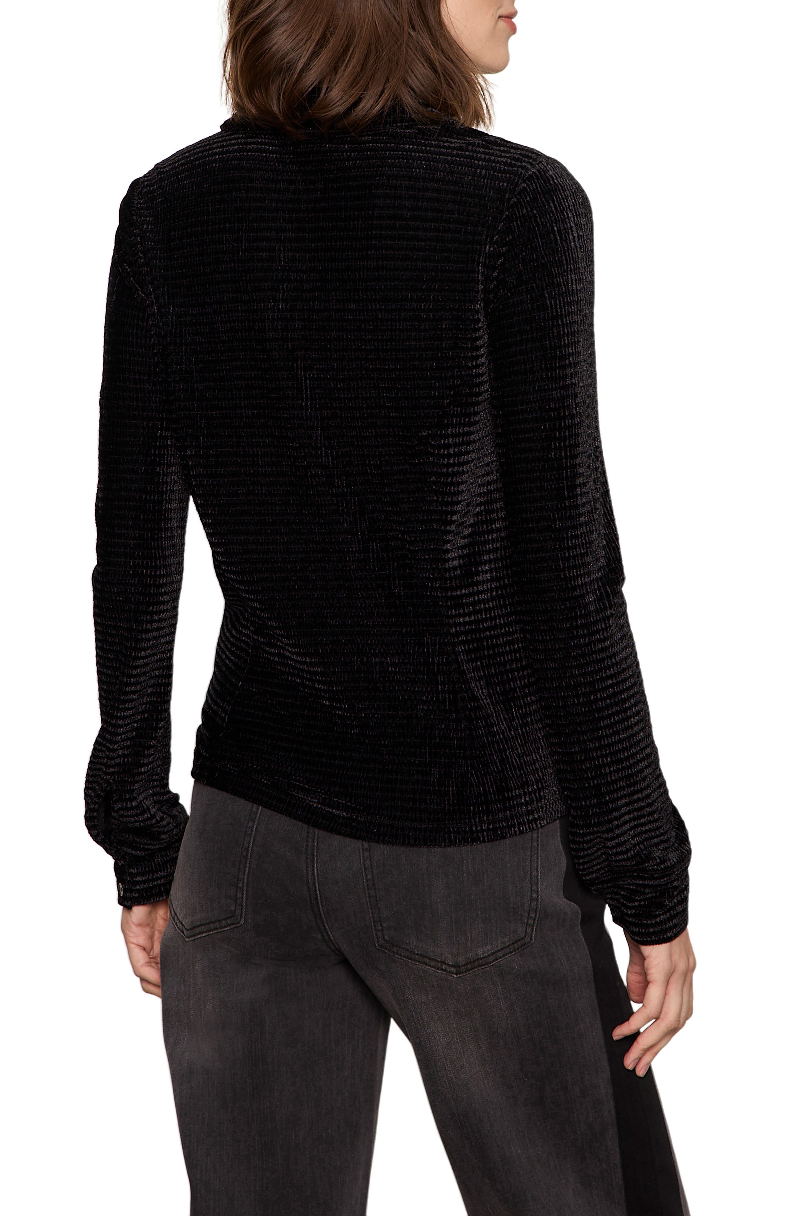 Fitted Textured Stripe Velvet Button-Up Shirt - image 2