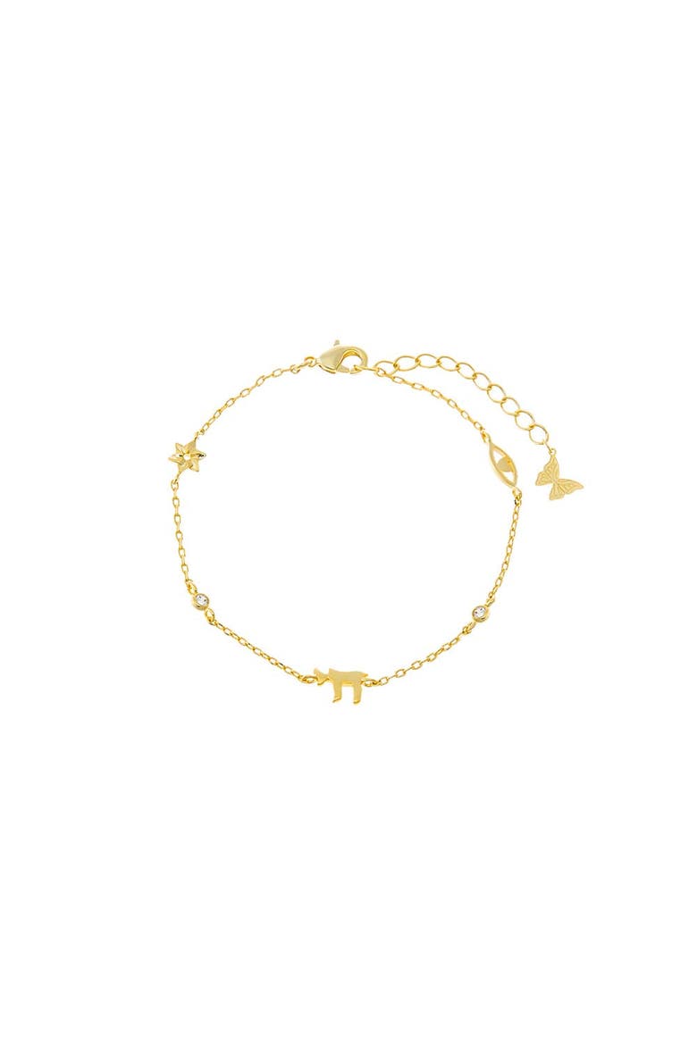 Mini CZ Bezel Jewish Charm Bracelet, Main, color, Gold