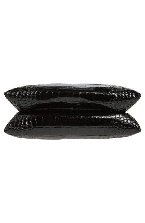 Ree Projects Medium Elieze Croc Embossed Patent Leather Top Handle Bag In Black