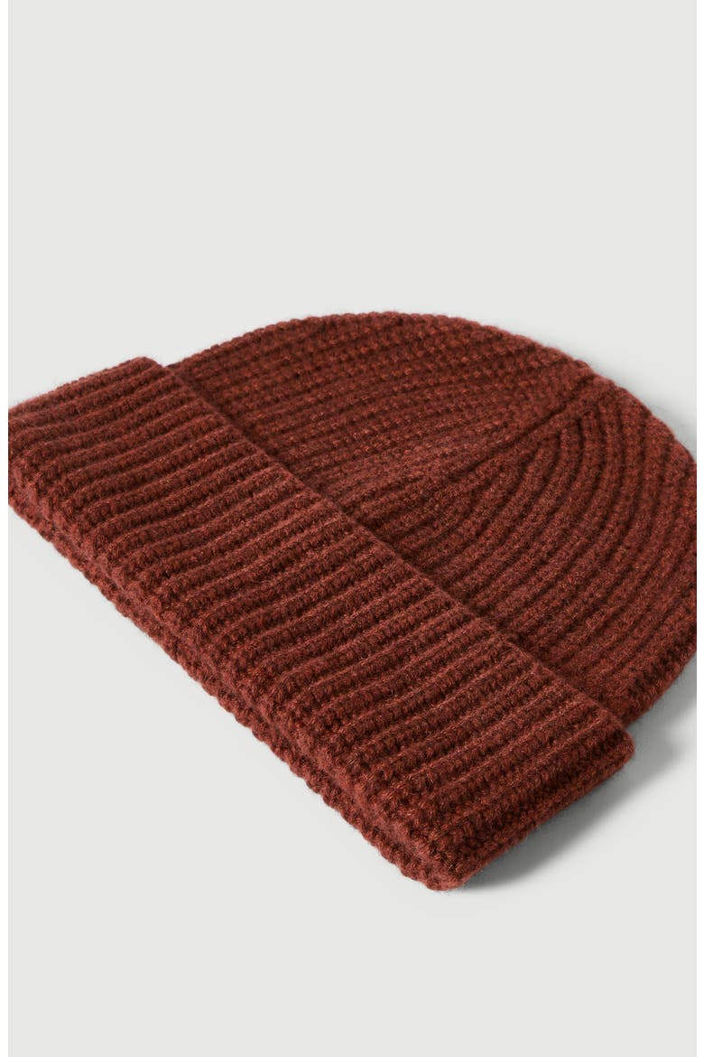 Cashmere English rib knit beanie, Alternate, color, Firebrick