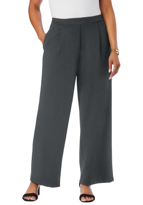 Stretch Knit Crepe Wide Leg Pant (Plus)