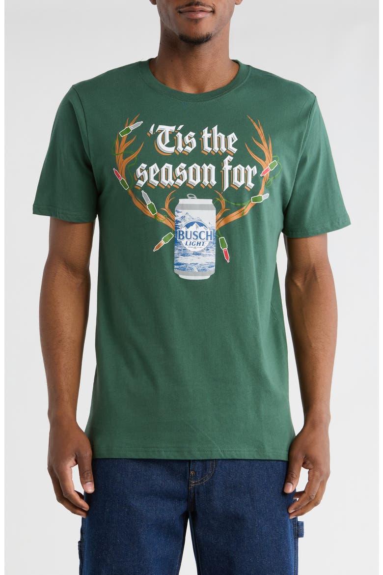 Busch 'Tis The Season Graphic T-Shirt, Main, color, HEATHER IRISH GREEN