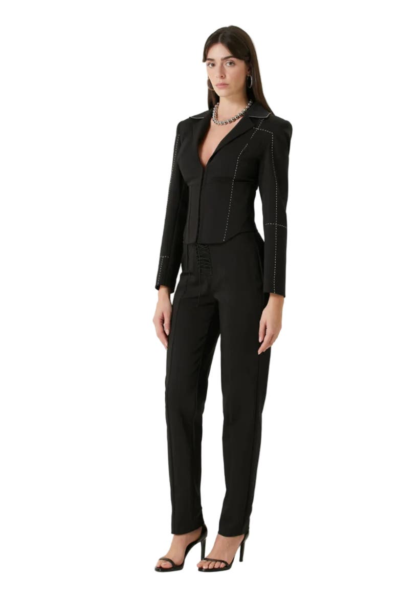 Free Heaven Stitch Detail Corset Blazer, Alternate, color, black