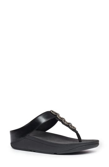 Fitflop Fino Crystal Embellished Thong Platform Sandal In Black