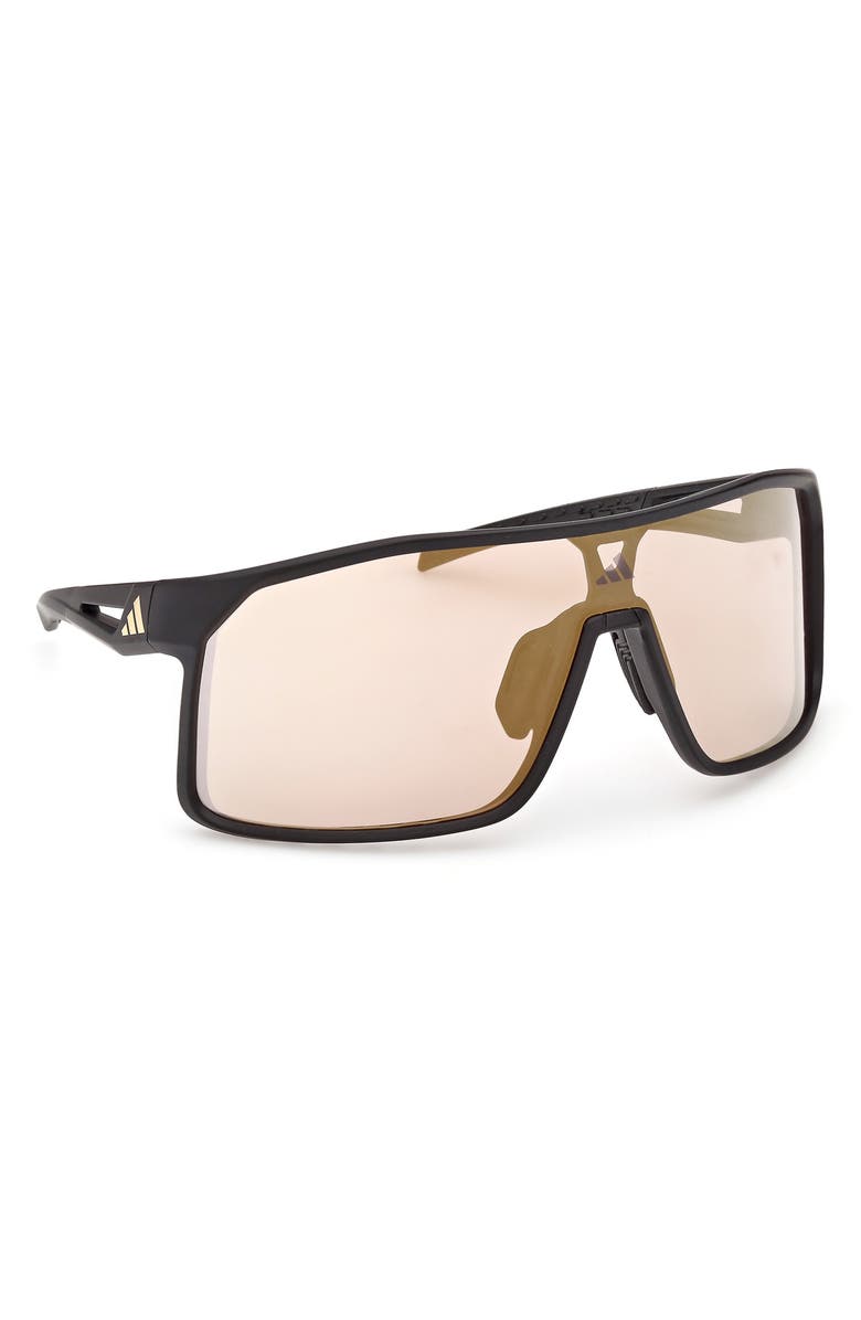 adidas Mirrored Shield Sunglasses, Alternate, color, Matte Black / Brown Mirror