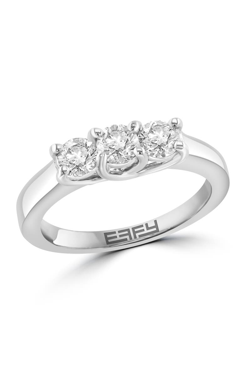14K White Gold Diamond Three-Stone Past, Present, & Future Ring, Main, color, 14K Gold