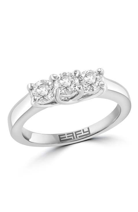 Three-Stone Diamond Ring in 14K White Gold