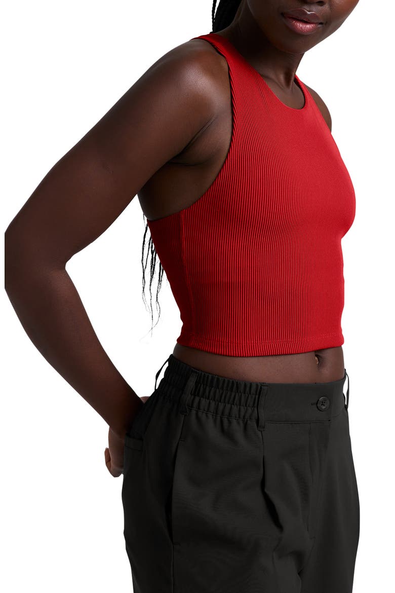 Refocus Ribbed Cropped Performance Tank, Alternate, color, HOLLY RED