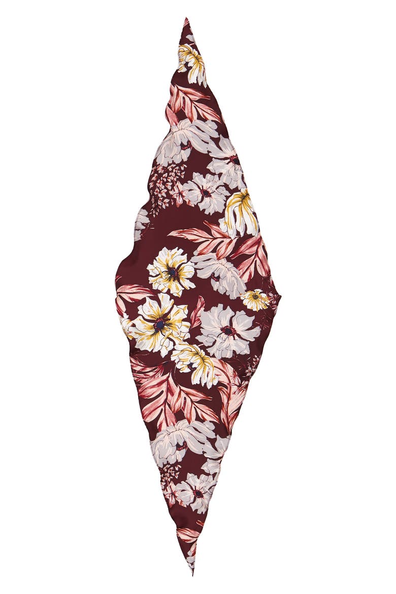 Floral Print Silk Kite Scarf, Alternate, color, BURGUNDY DARK FLORAL