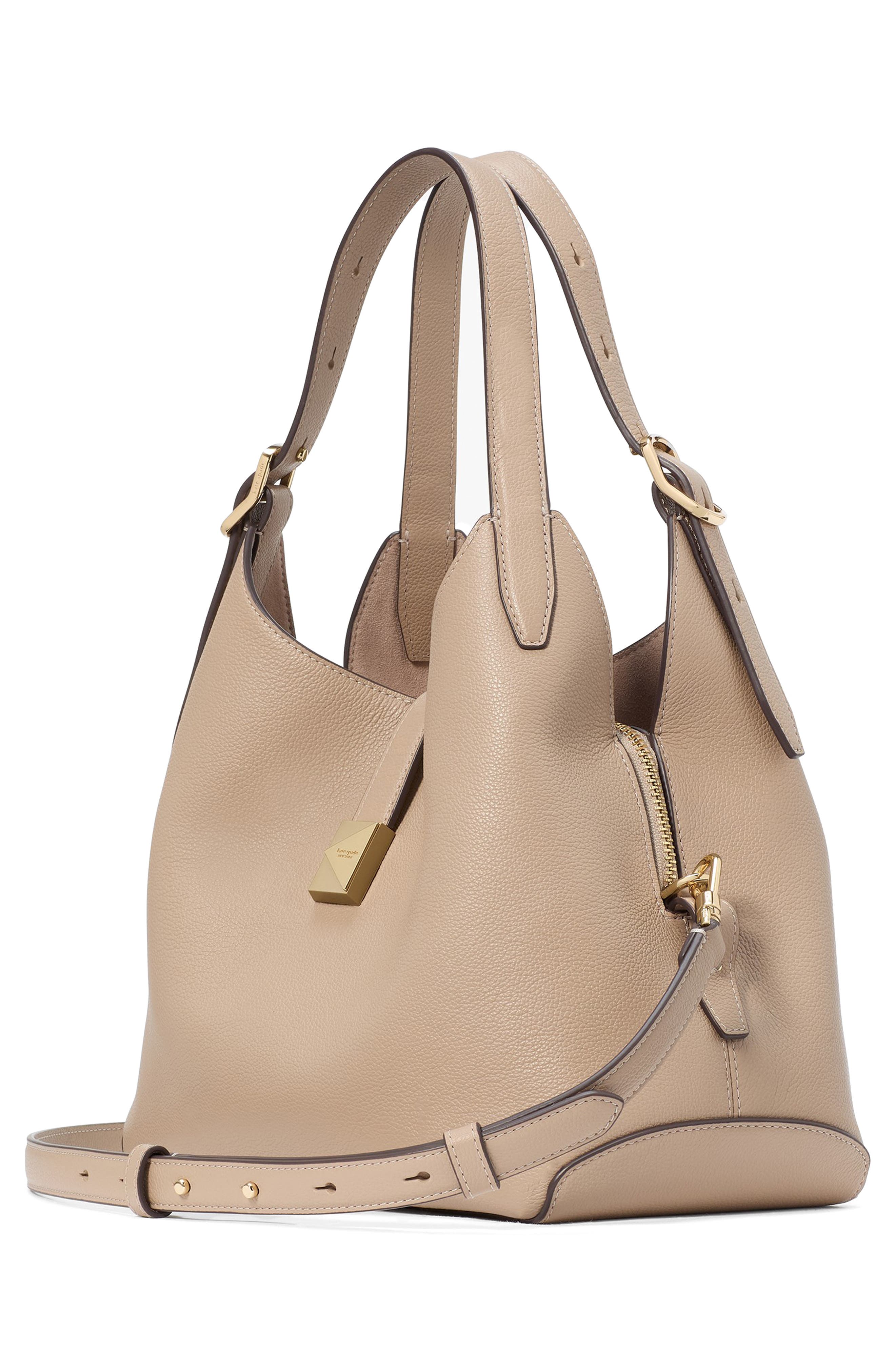 deco pebbled leather shoulder bag, Alternate, color, TIMELESS TAUPE