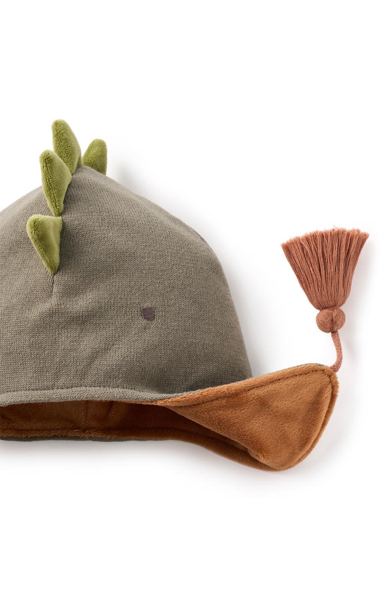 Elegant Baby Dinosaur Faux Fur Lined Aviator Hat, Alternate, color, Sage Green