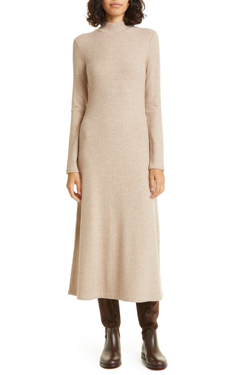 Vince Rib Mock Neck Long Sleeve Knit Dress, Main, color,