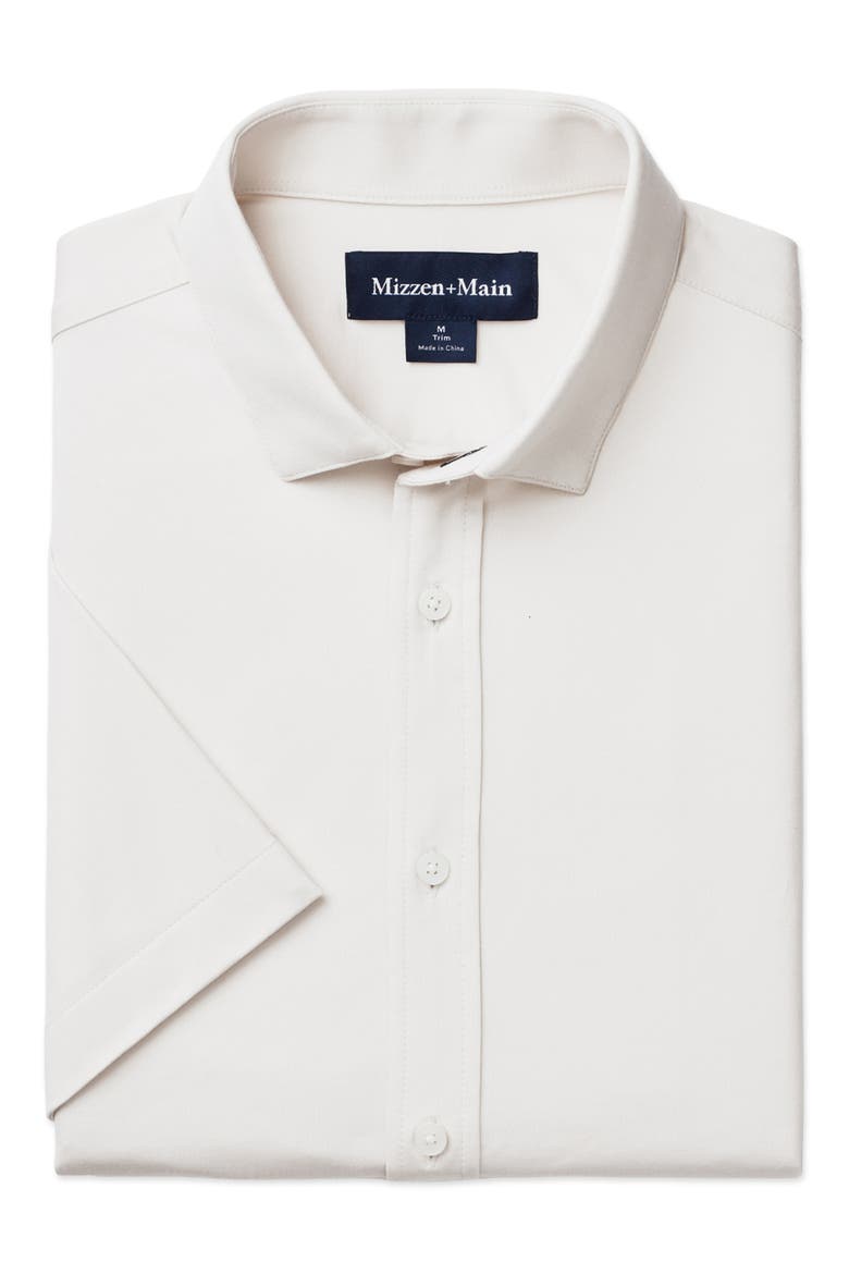 Newport Solid Short Sleeve Knit Cotton Blend Button-Up Shirt, Alternate, color, WHITE