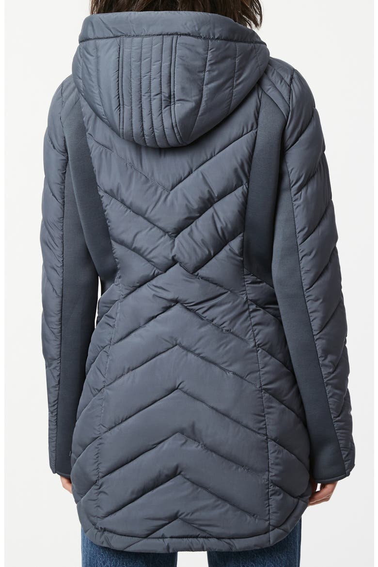 Quilted Neoprene Hooded Puffer Coat, Alternate, color, PETROL BLUE