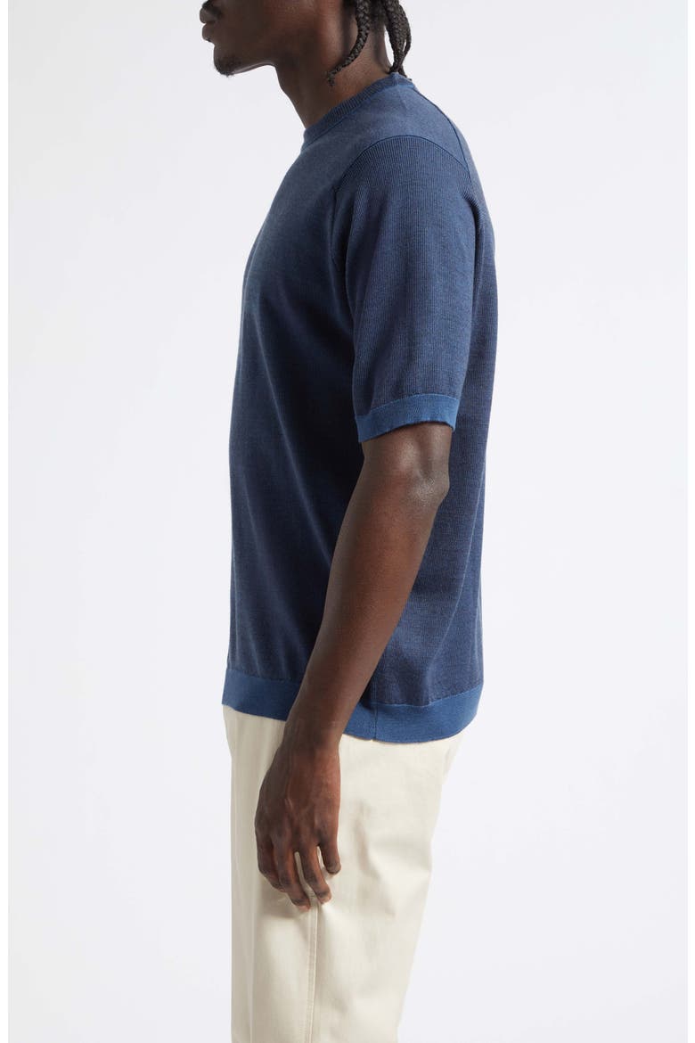 Roderick Short Sleeve Merino Wool Crewneck Sweater, Alternate, color, TEAL FIRTH/ HEP SMK