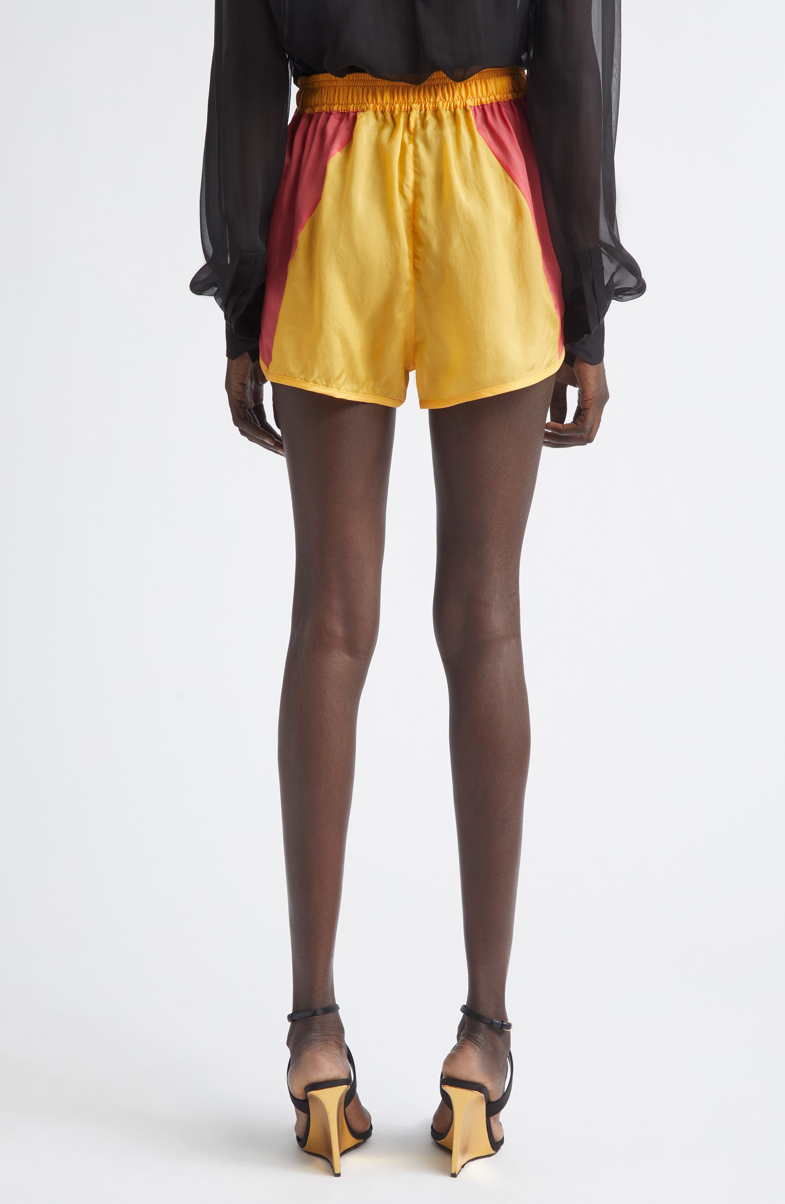 Colorblock Cupro Mini Shorts - image 2