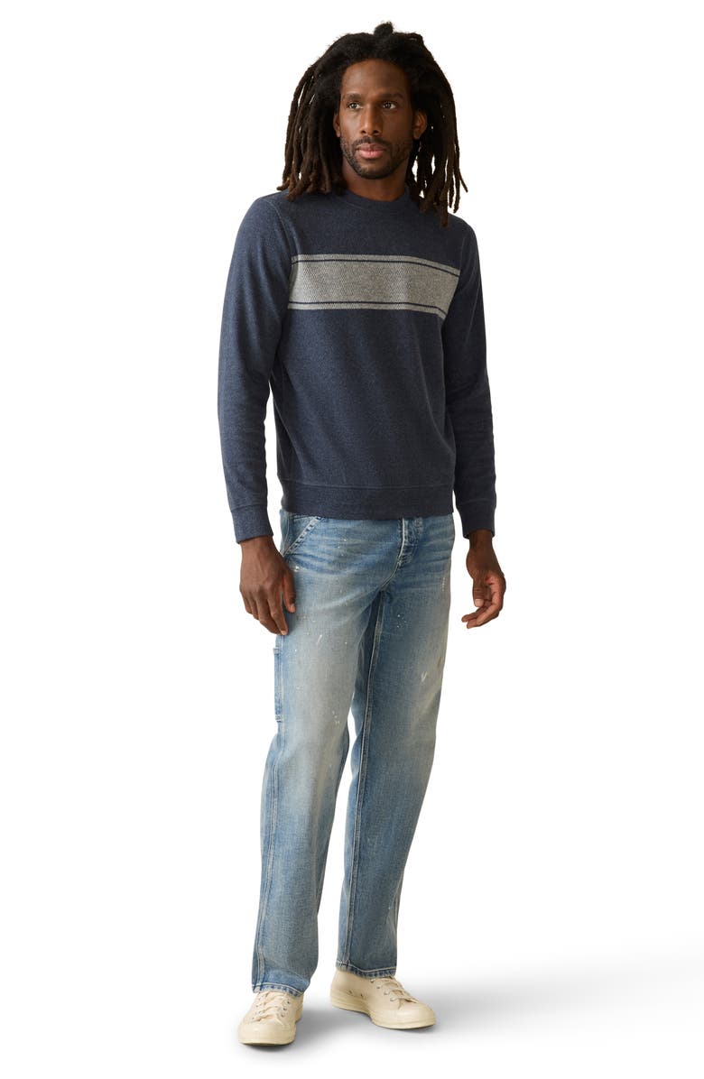 Faherty Legend Surf Stripe Crewneck Sweatshirt, Alternate, color, Brighton Navy Surf Stripe