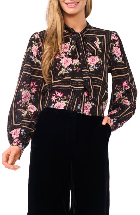 Alba Floral Tie Neck Shirt
