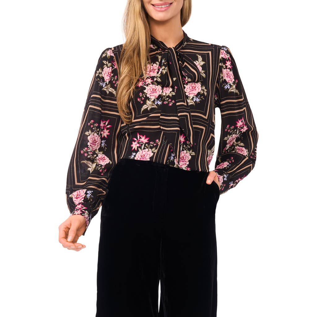 Ted Baker Alba Floral Tie Neck Shirt In Multi