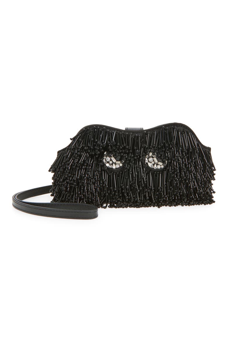 Eyes Beaded Glasses Case, Main, color, BLACK