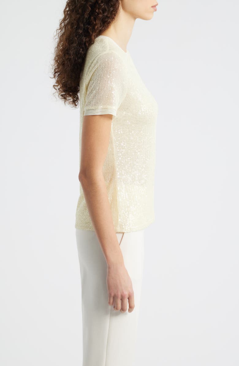 Anne Klein Sequin Mesh T-Shirt, Alternate, color, Whisper Yellow