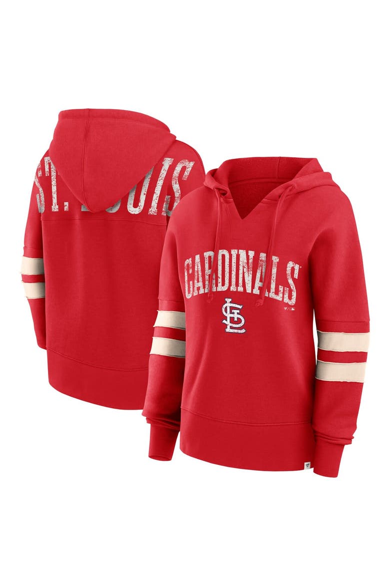 Women's Fanatics Branded Red St. Louis Cardinals Bold Move Notch Neck Pullover Hoodie, Main, color, Red