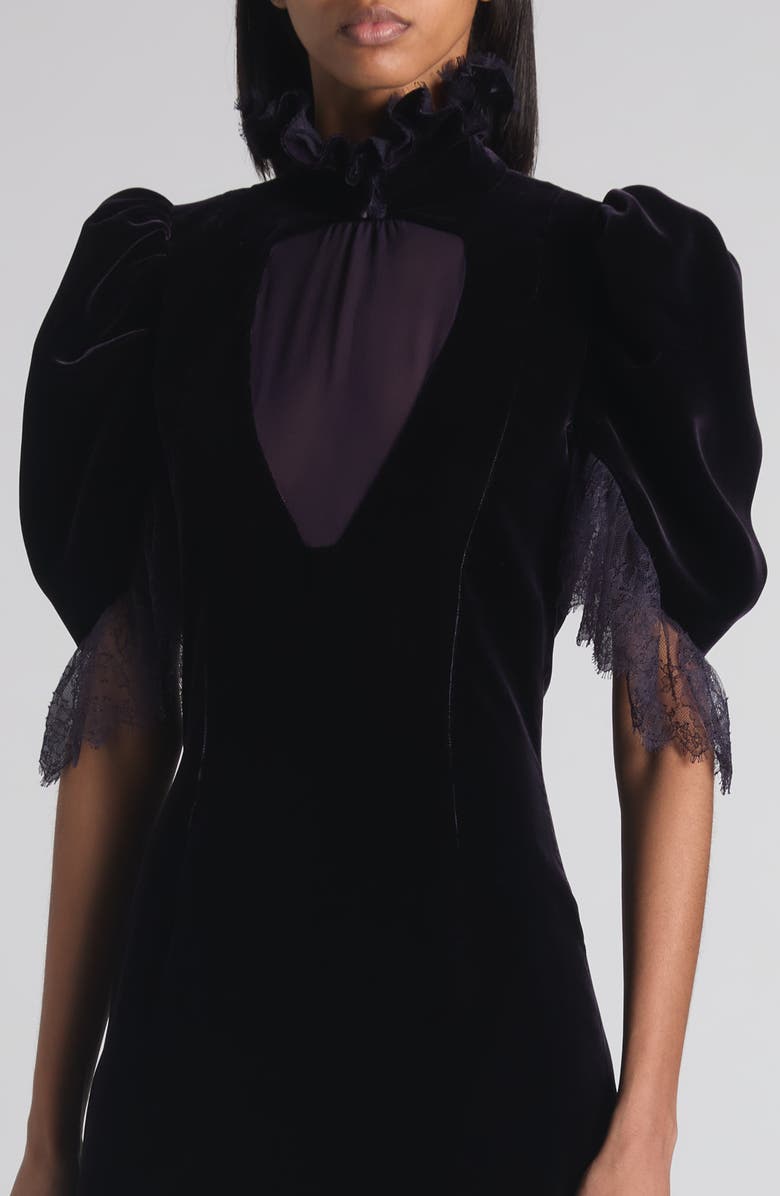 McQueen Puff Sleeve Velvet Cocktail Dress, Alternate, color, Violet