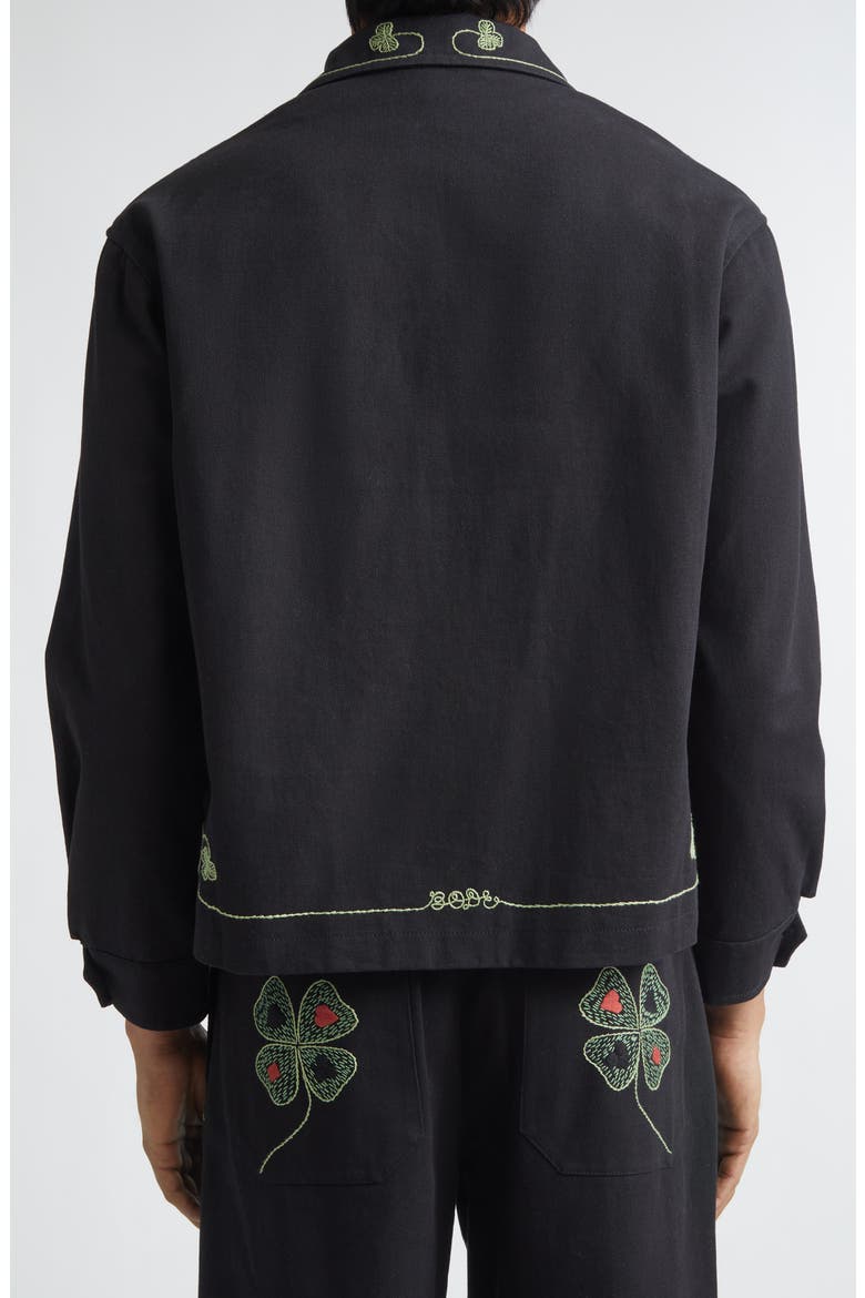Lucky Draw Embroidered Cotton Twill Jacket, Alternate, color, BLACK