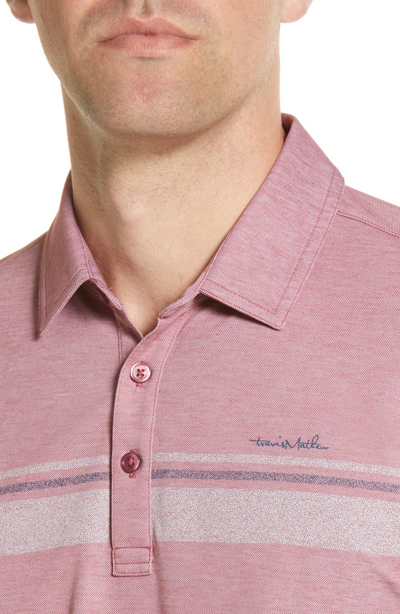 TravisMathew Over the Water Cotton Blend Performance Polo, Alternate, color, Heather Ruby Wine