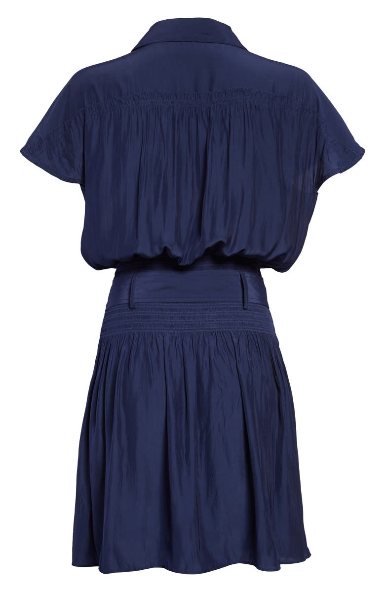 Ramy Brook Stacy Short Sleeve Hammered Satin Shirtdress, Alternate, color, 