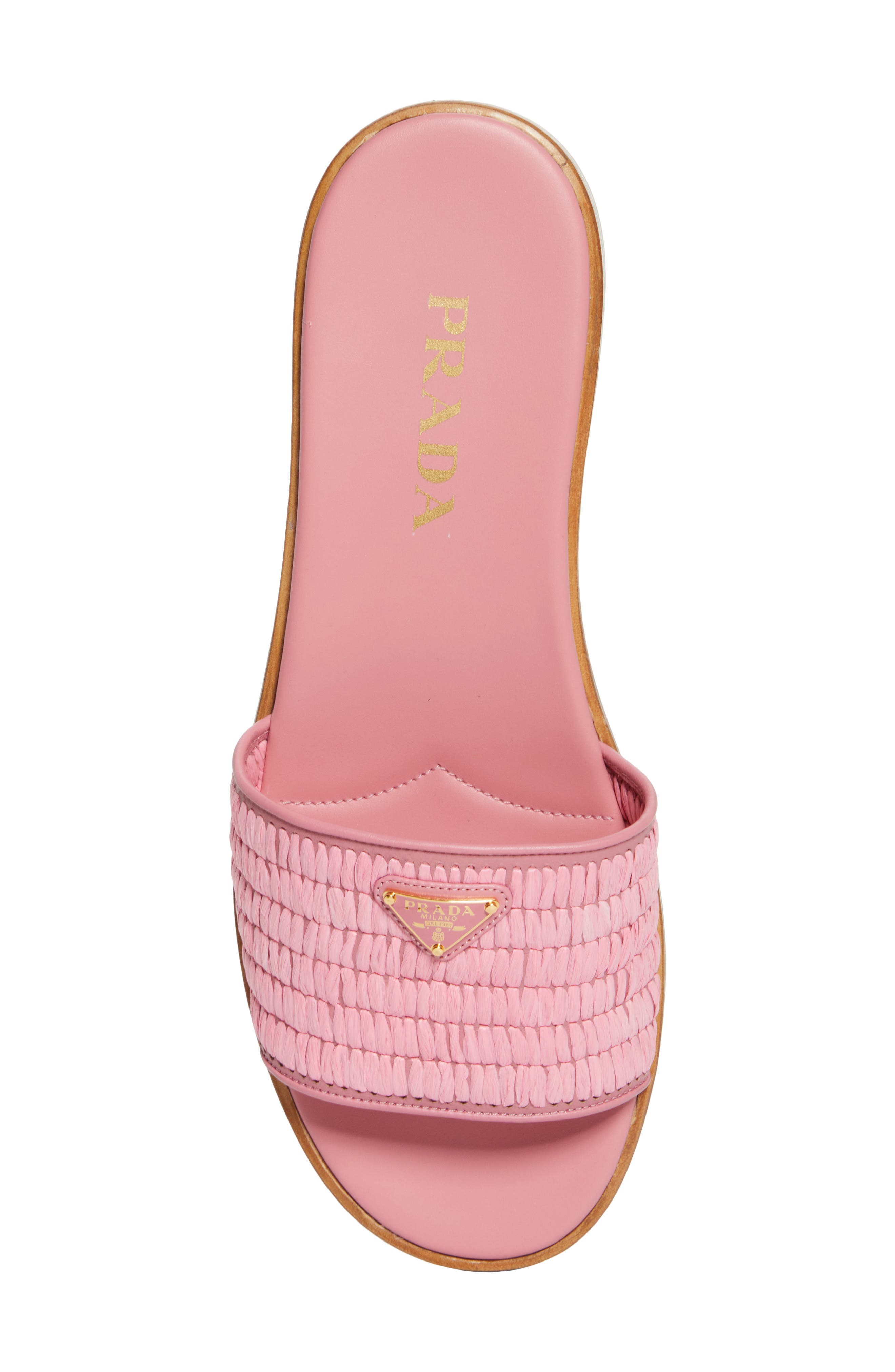 Prada Raffia Slide Sandal, Alternate, color, 