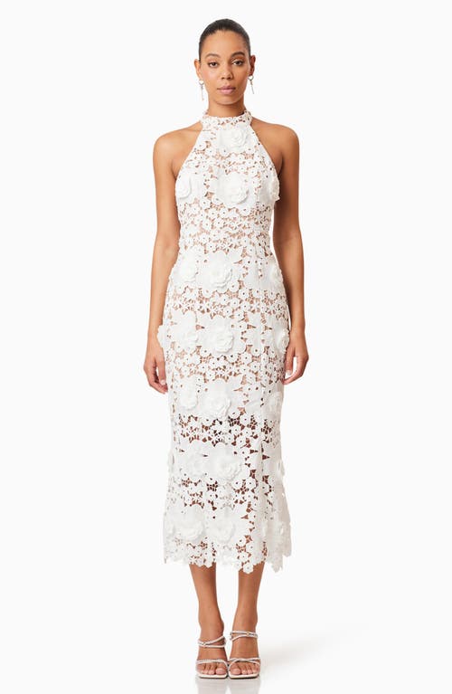 ELLIATT ELLIATT DAFFODIL FLORAL APPLIQUÉ MIDI COCKTAIL DRESS