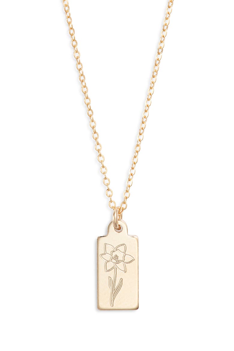 Tawney Birth Flower Pendant Necklace, Main, color, GOLD / MARCH