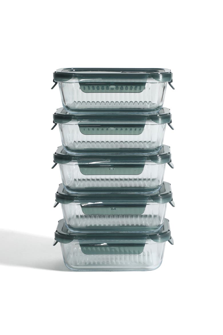 Shadowbrook 10-Piece Borosilicate Glass Airtight Food Storage Container Set, Alternate, color, Multicolor