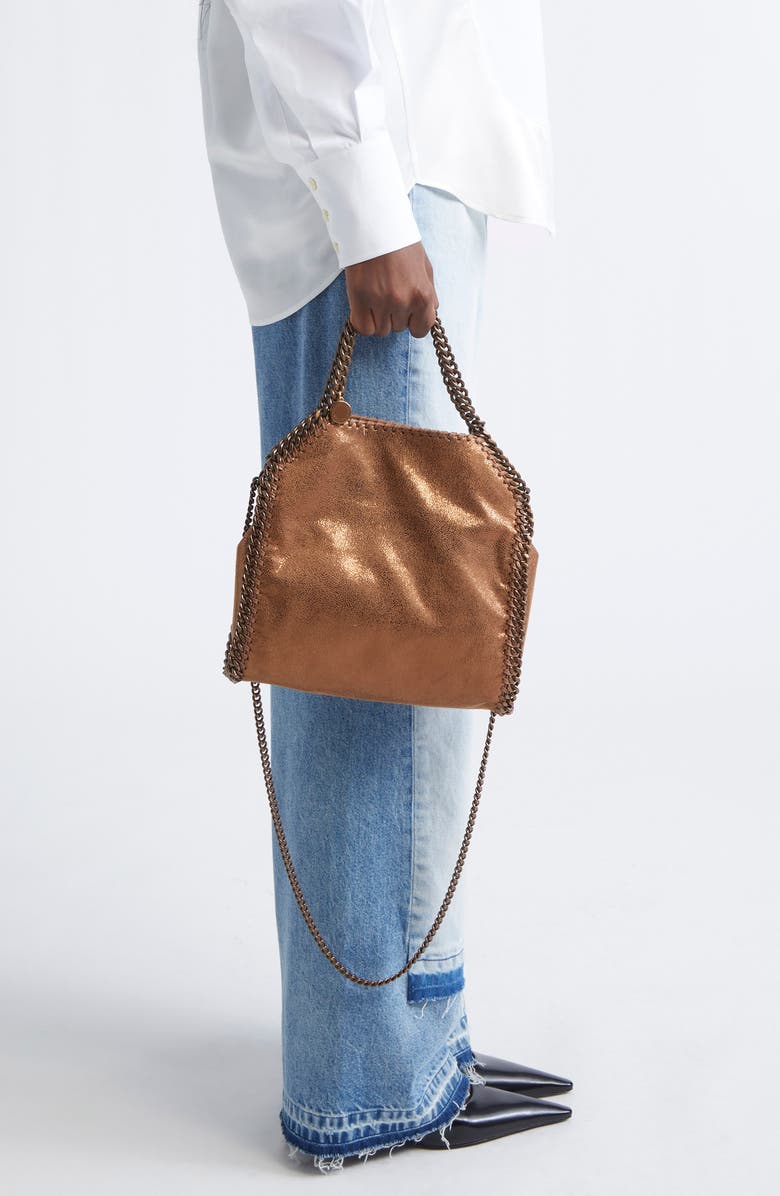 Stella McCartney Mini Falabella Shiny Dot Faux Leather Crossbody Bag, Alternate, color, 8200 Bronze