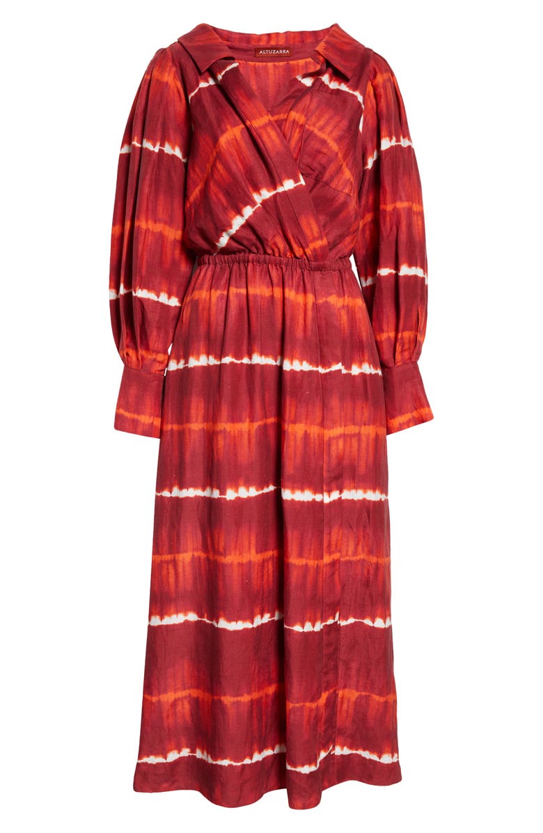 Altuzarra Lyddy Tie Dye Stripe Long Sleeve Linen Blend Dress, Alternate, color,