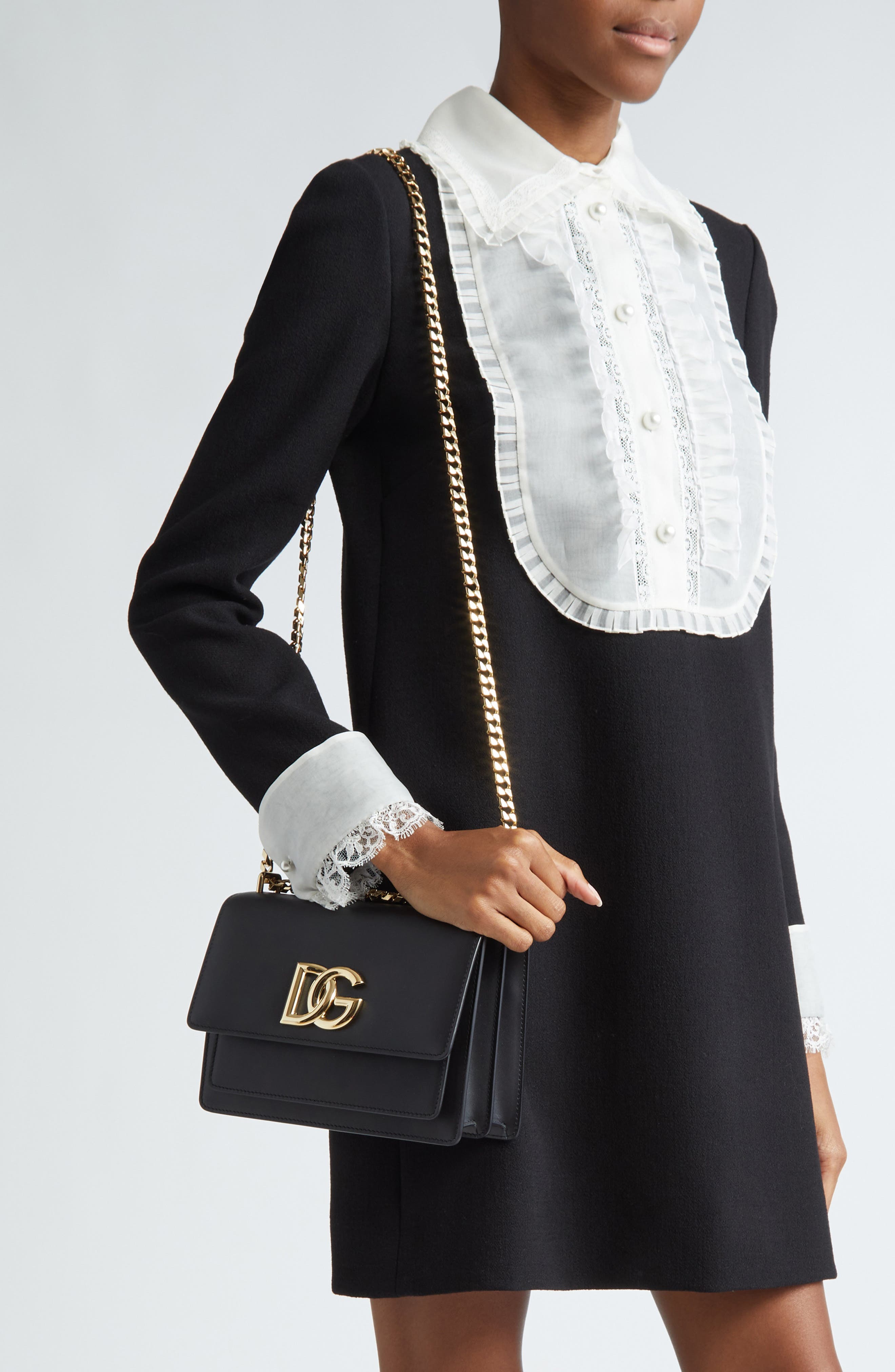 Dolce&Gabbana 3.5 Flap Leather Shoulder Bag, Alternate, color, 