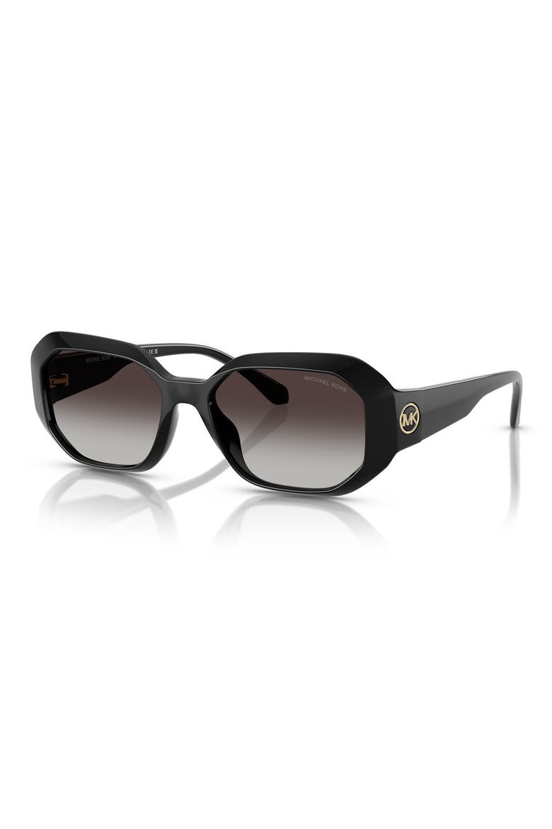 54mm Gradient Geometric Sunglasses, Alternate, color, BLACK / DARK GREY GRADIENT