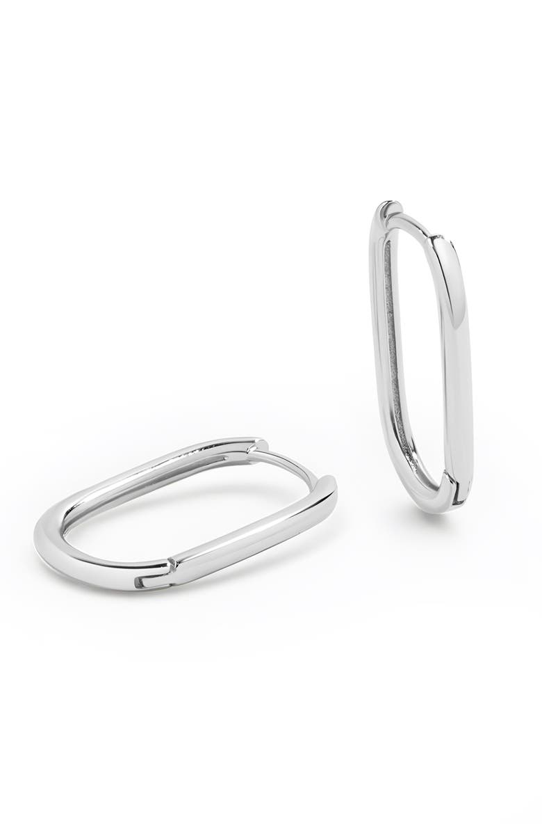 Mint & Lily Retro Box Huggie Hoop Earrings, Main, color, Silver
