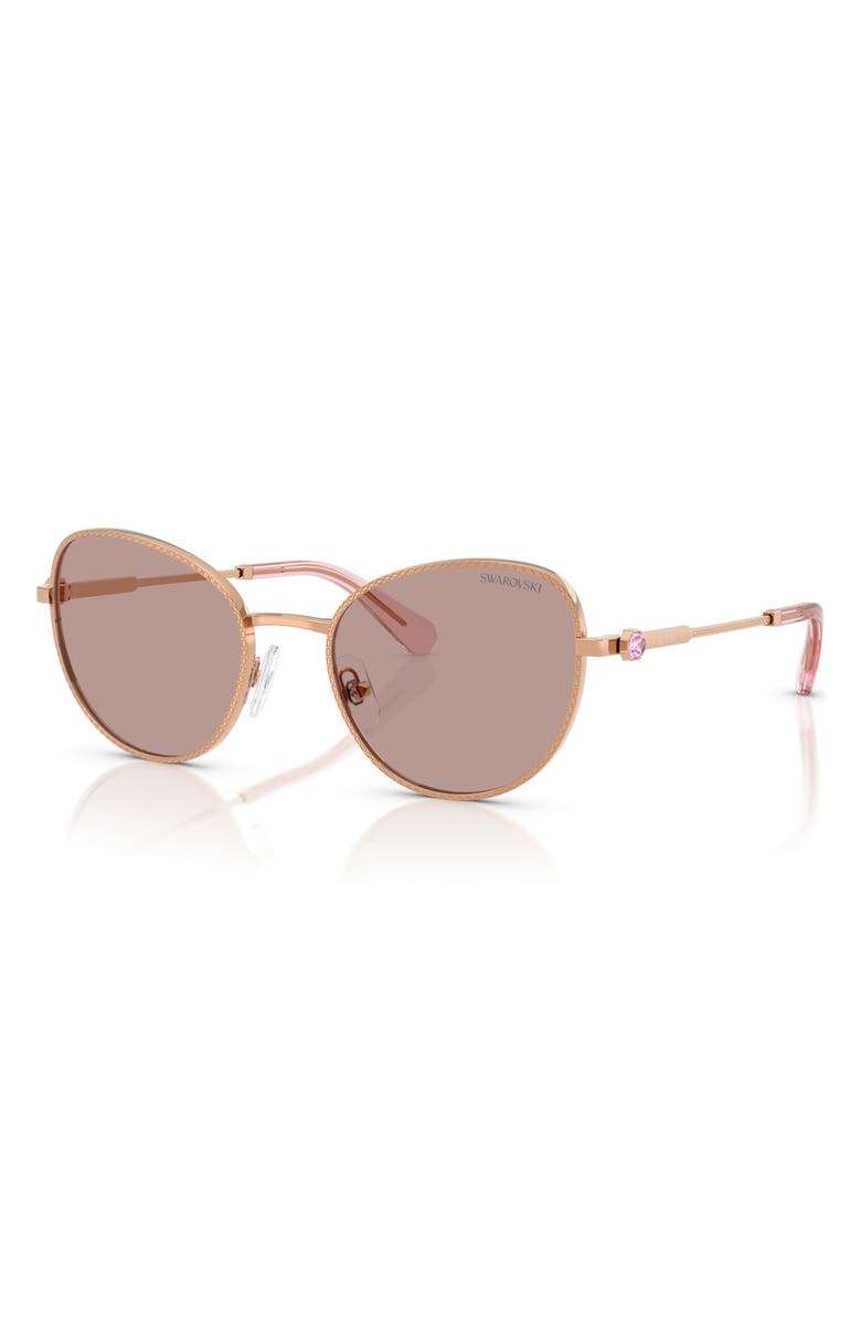 Swarovski 54mm Round Sunglasses, Alternate, color, Rose Gold / Light Purple Brown