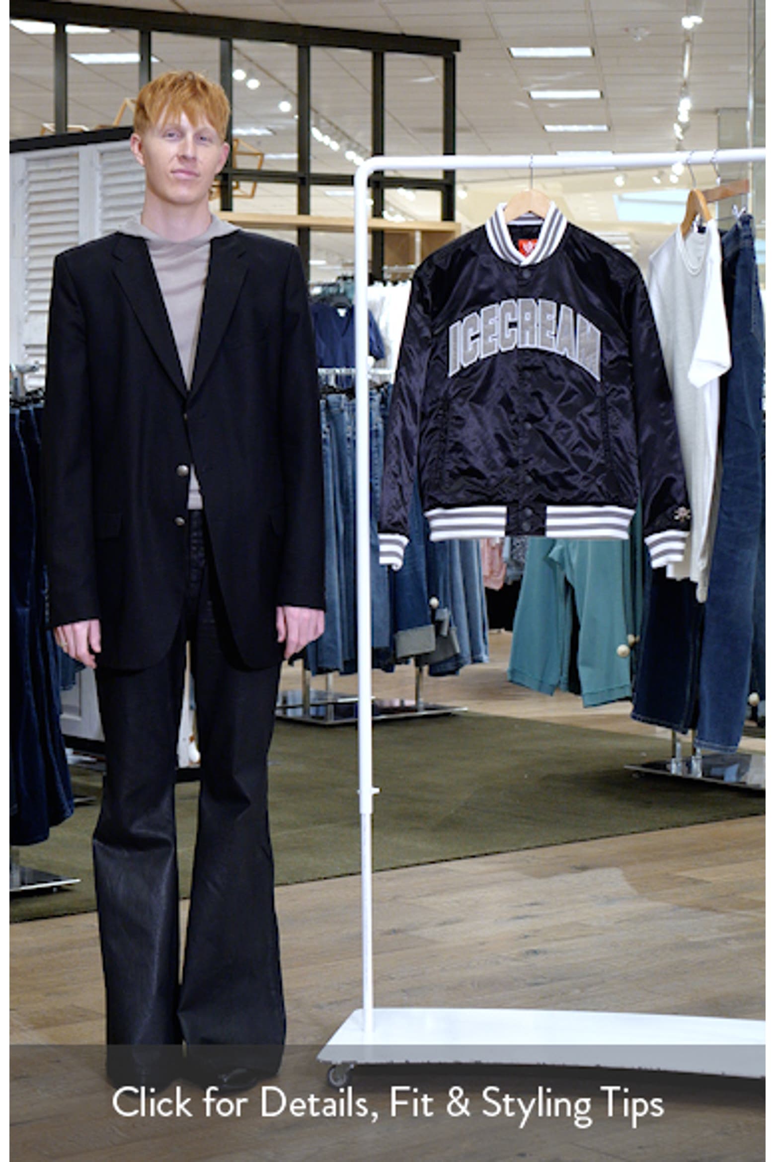 Graphics Snap Falling ICECREAM University Satin Graphic Snap-Up Jacket (Men) | Nordstromrack